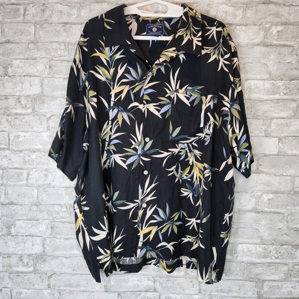 O'Kief & O'Kief Shirt Bamboo Floral Silk Blend Tropical Vintage 90s Aloha XXL